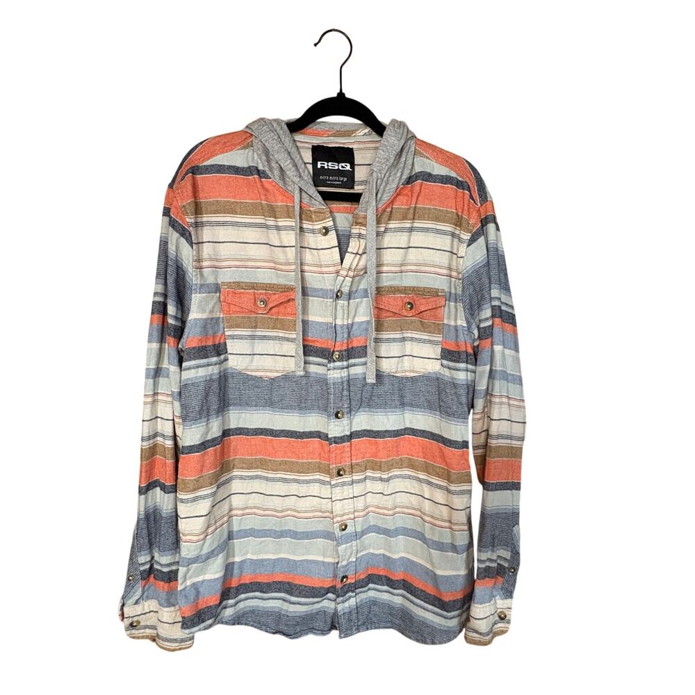 RSQ Unisex Flannel Shirt with T-Shirt Hood – Size XXL (Fits Like Large)